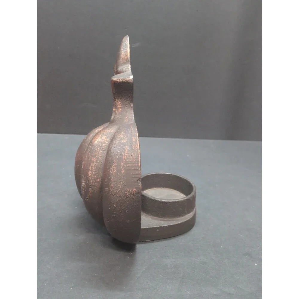 Cast Iron Pumpkin Tea Light Candle Holder Fall Holiday Halloween